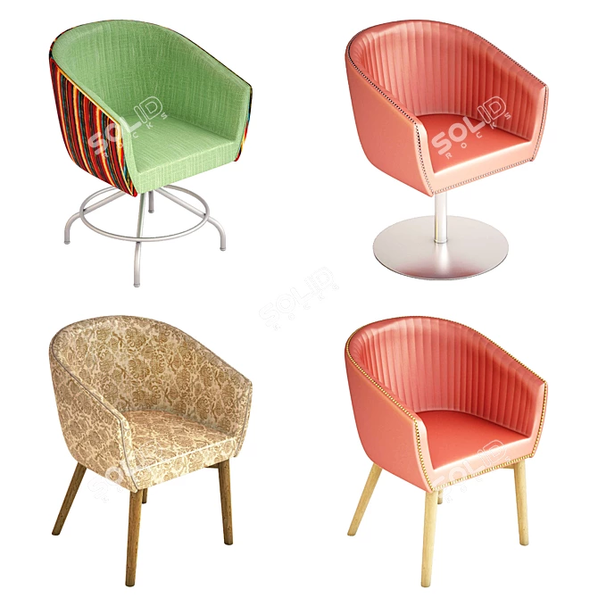 Versatile Dining Bucket Chairs 3D model image 2