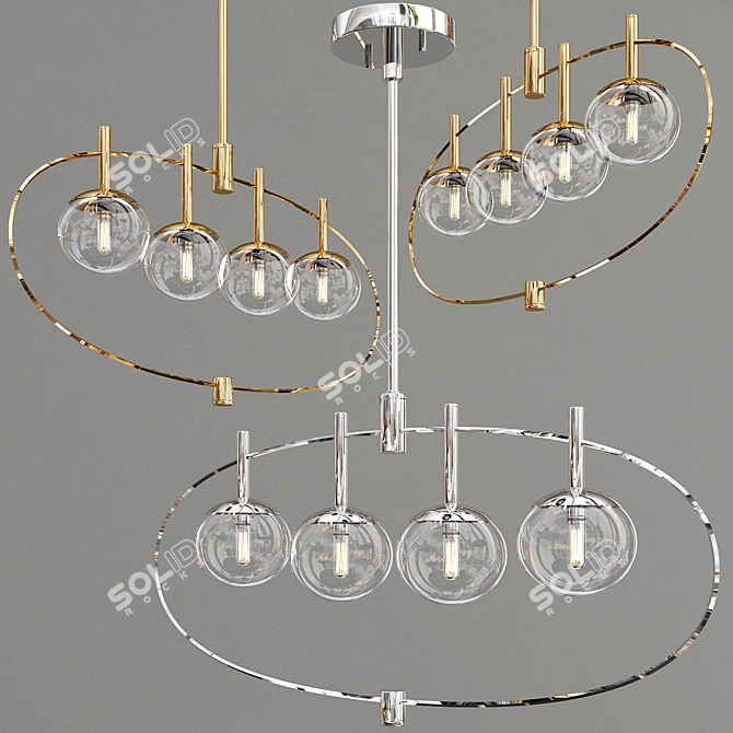 Modern Sleek Bynoe 4-Light Pendant 3D model image 1