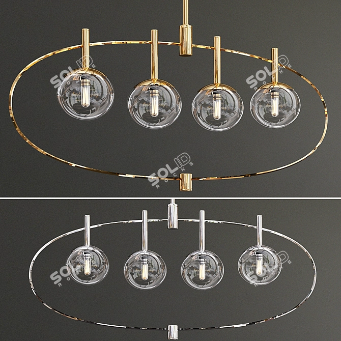 Modern Sleek Bynoe 4-Light Pendant 3D model image 2