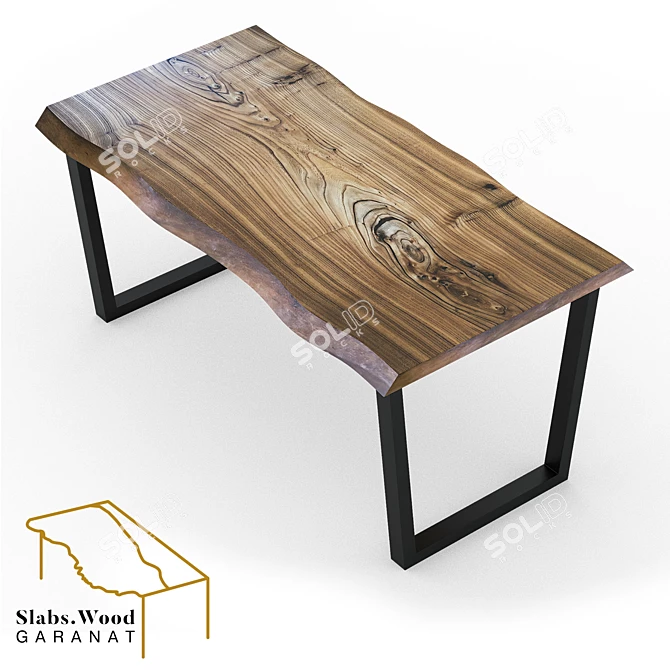 Natural Wood Slab Table 3D model image 1