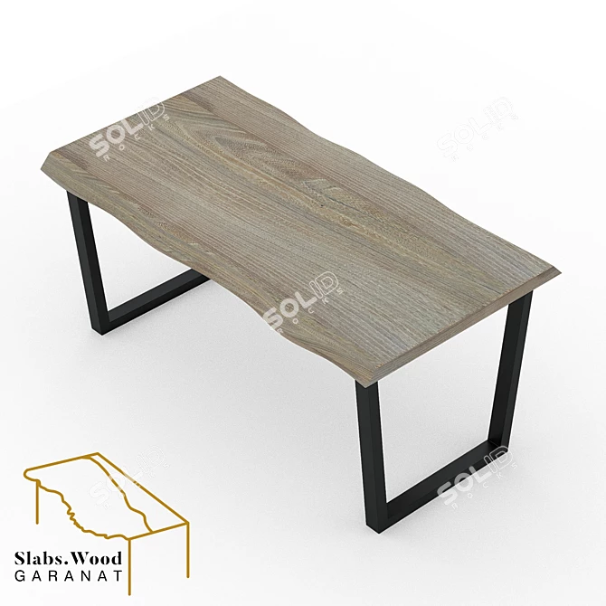 Natural Wood Slab Table 3D model image 3