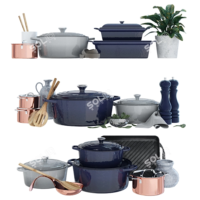 Le Creuset Cookware Collection 3D model image 3