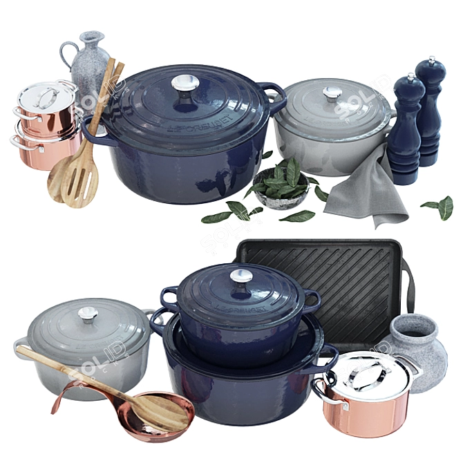 Le Creuset Cookware Collection 3D model image 1