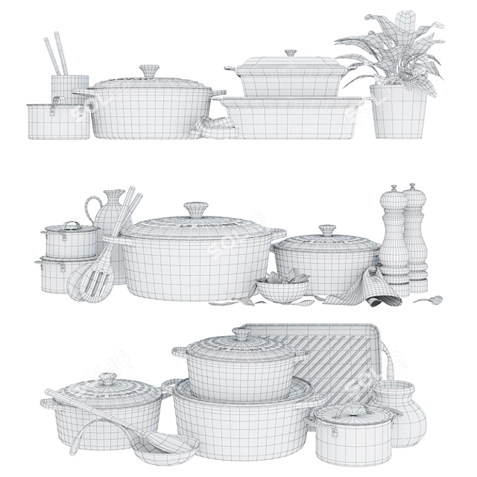 Le Creuset Cookware Collection 3D model image 2