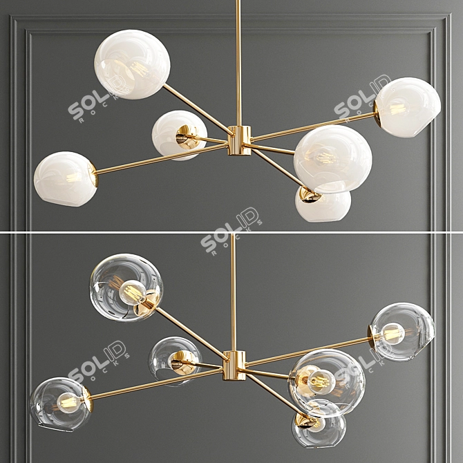 Elegant Glass 6-Light Chandelier 3D model image 1