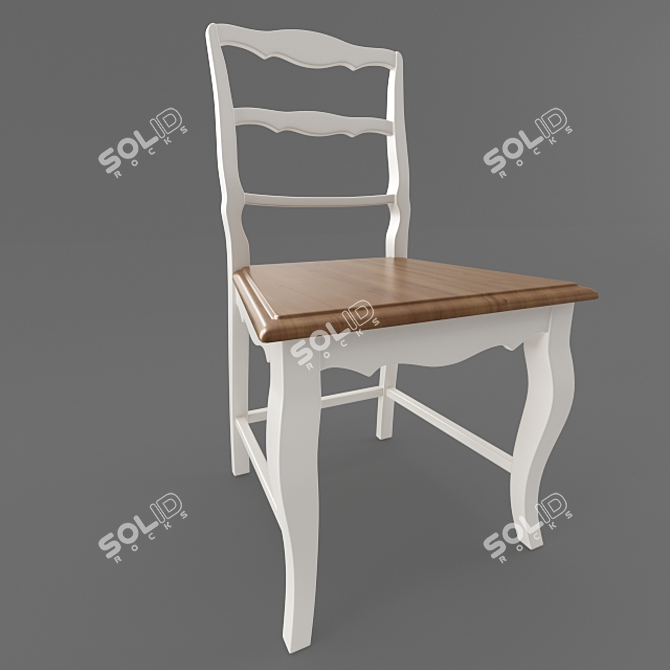 Elegant Birch Wood Chair 3D model image 1