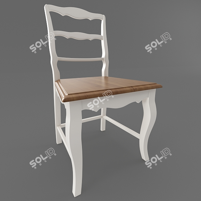 Elegant Birch Wood Chair 3D model image 7