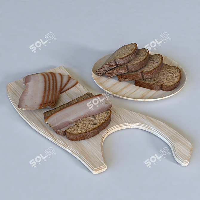 Savory Bread and Bacon 3D model image 1