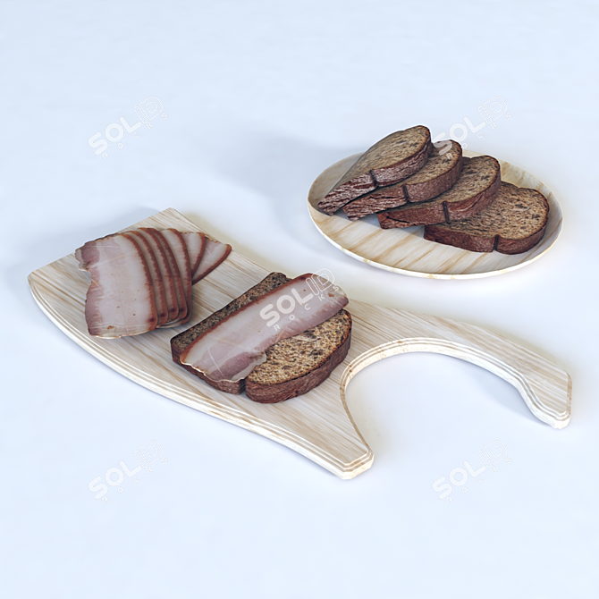 Savory Bread and Bacon 3D model image 2