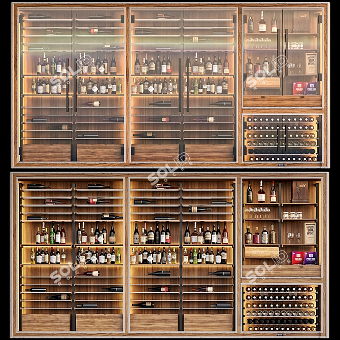 Sleek Wine Cabinet with V-Ray Rendering 3D model image 1