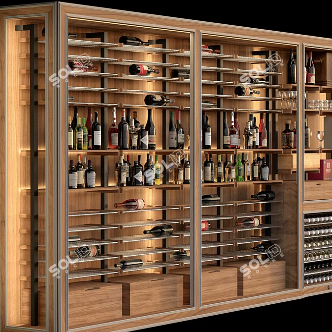 Sleek Wine Cabinet with V-Ray Rendering 3D model image 2