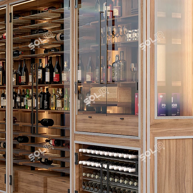 Sleek Wine Cabinet with V-Ray Rendering 3D model image 3