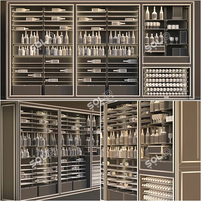 Sleek Wine Cabinet with V-Ray Rendering 3D model image 4