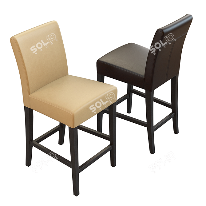 Luxury Leather Counter Stool 3D model image 2