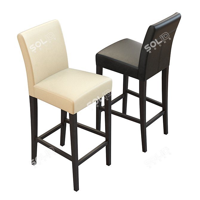 Luxe Leather Bar Stool: Subdividable Model 3D model image 2