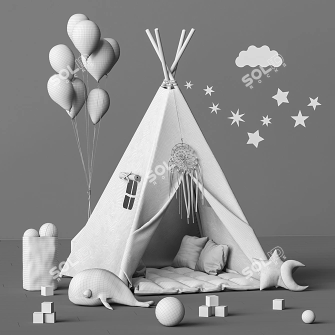 Kids' Dream Playset: Tent, Toys, and Decor 3D model image 5