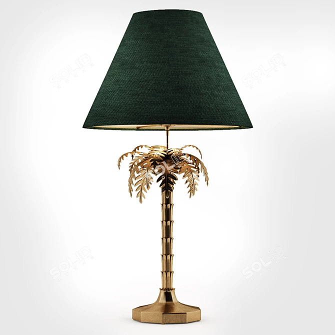 Tropical Palm Brass Lamp 3D model image 2