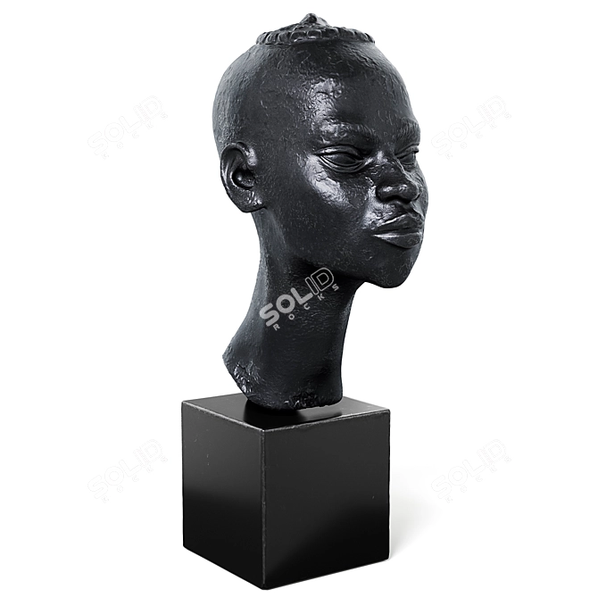 Bronze African Head Sculpture by Marguerite de Blonay 3D model image 1