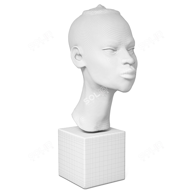 Bronze African Head Sculpture by Marguerite de Blonay 3D model image 3