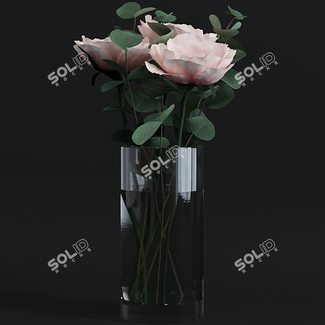 Anemone Elegance: Eucalyptus Bouquet 3D model image 1