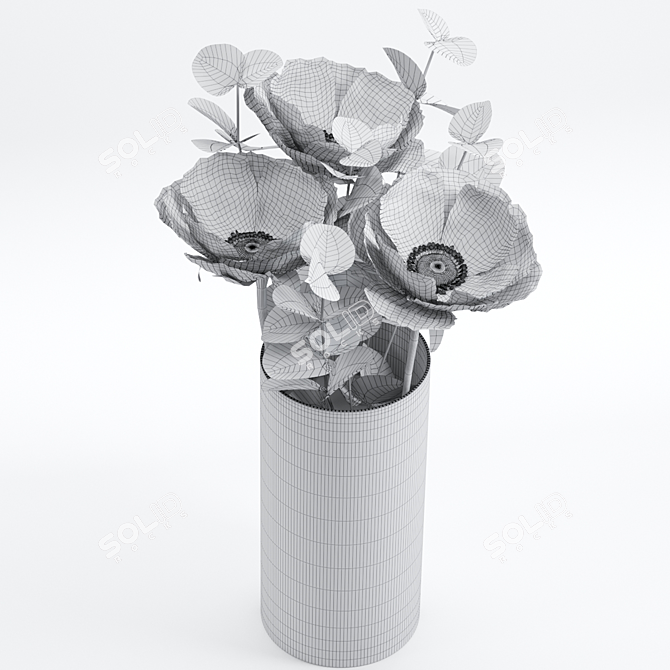 Anemone Elegance: Eucalyptus Bouquet 3D model image 4