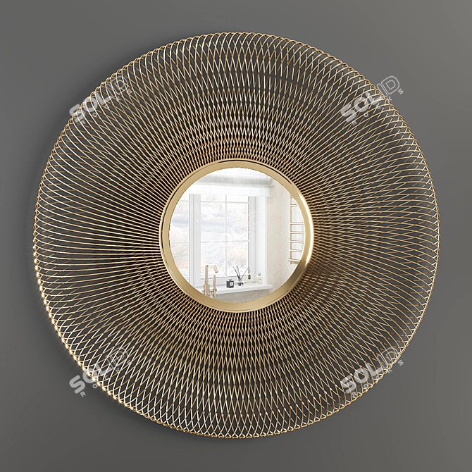 Elegant Circular Decorative Mirror - Dantone Home 3D model image 1