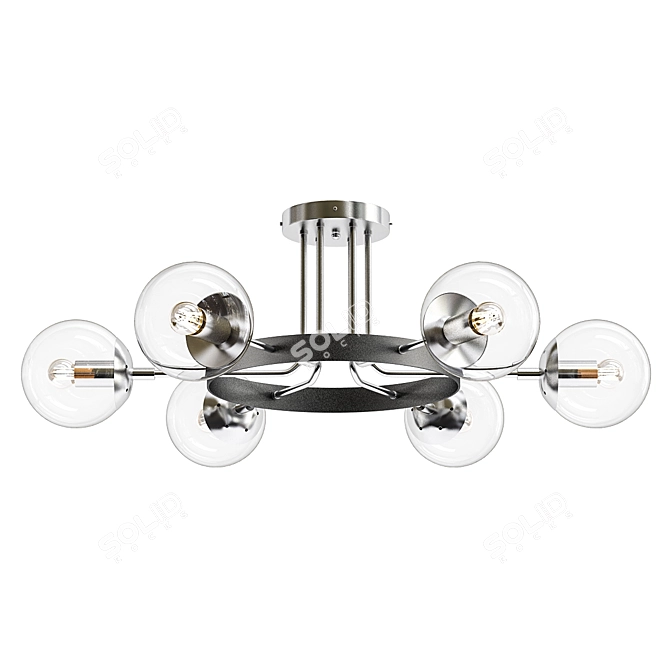 Sleek Chrome Loft Chandelier 3D model image 1