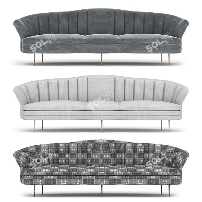 Modern and Chic Linear Capitone Sofa 3D model image 2