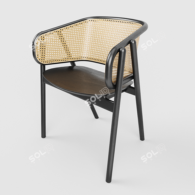 Elegant Cane Armchair 3D model image 2