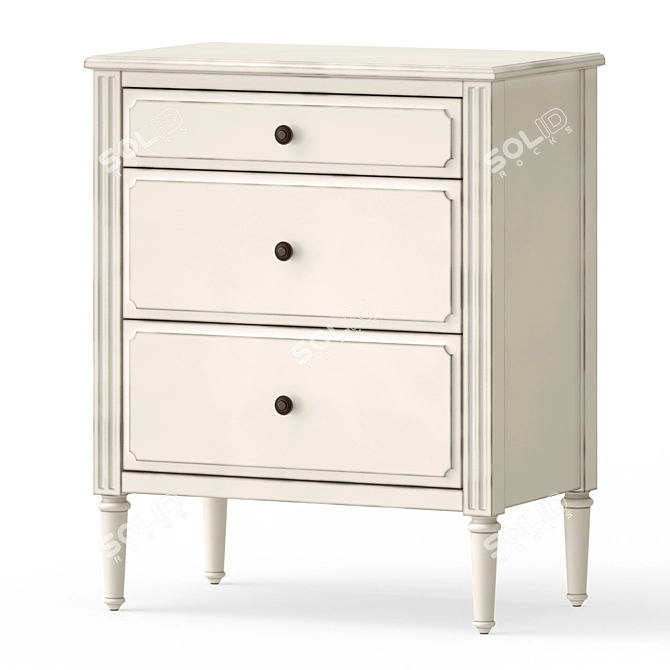 Provençal Bedside Table: Elegant Nursery Storage 3D model image 1