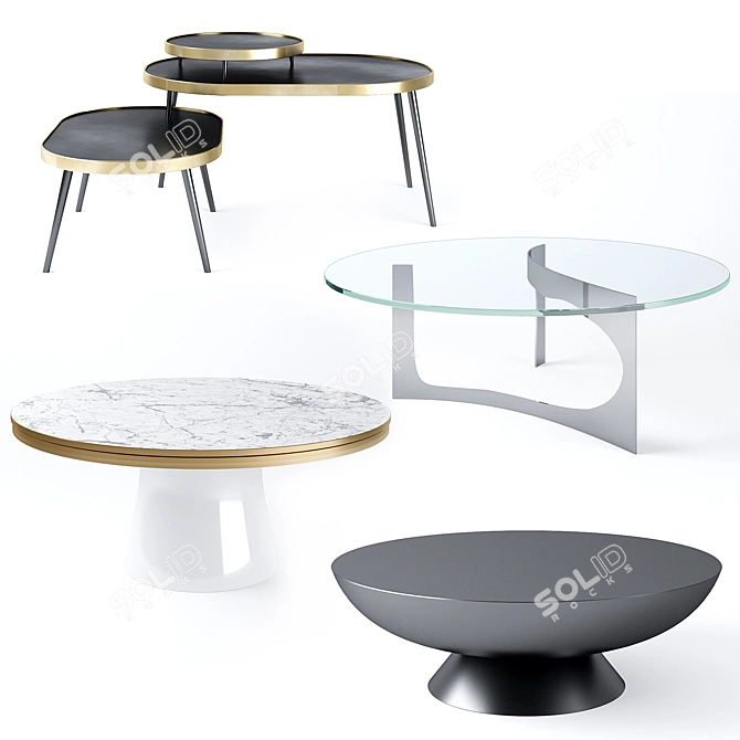 Sleek Coffee Tables Set 3D model image 1