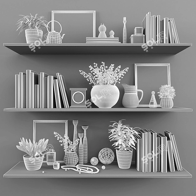 Elegant 48-Piece Decorative Set 3D model image 3