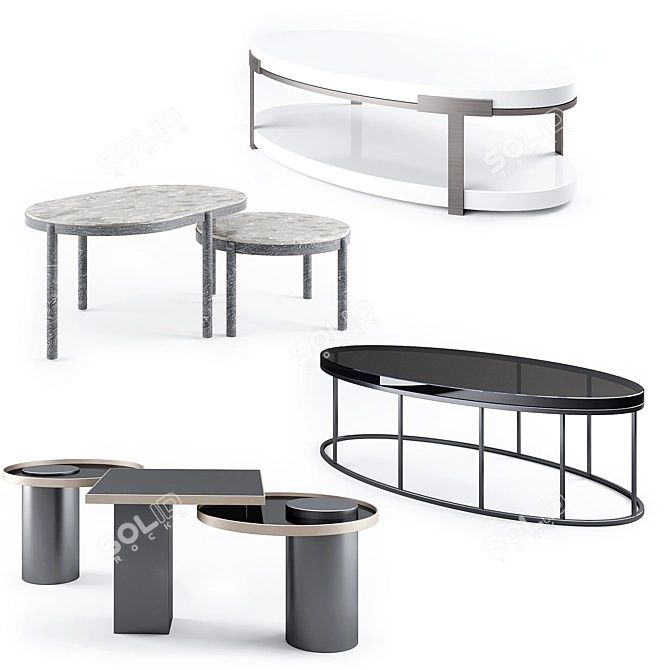 Sleek Modern Coffee Table Set 3D model image 1