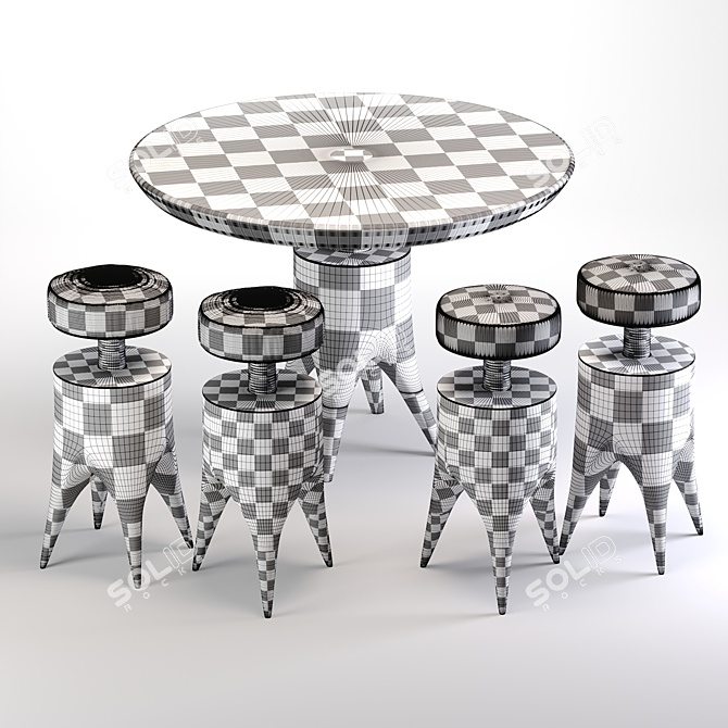 Mushroom Magic: Table & Stool Duo 3D model image 3