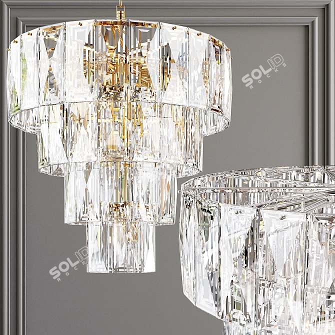 Eichholtz Amazone S Chandelier: Elegant Metal and Crystal Lighting 3D model image 2