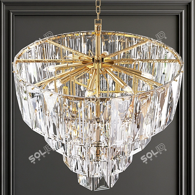 Eichholtz Amazone S Chandelier: Elegant Metal and Crystal Lighting 3D model image 3