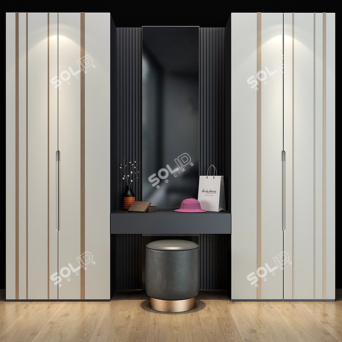 Stylish Hall Cabinet: Functional and Space-saving 3D model image 1