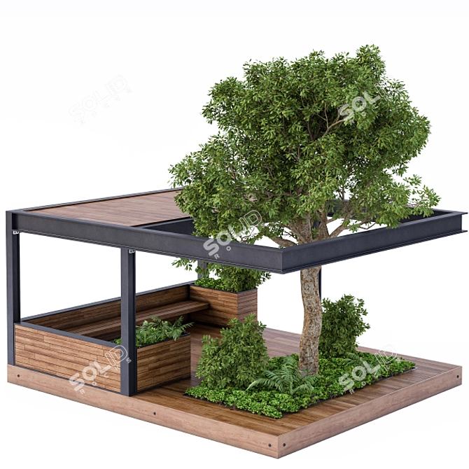 Nature's Haven: Landscape Arbor with Tree 3D model image 1