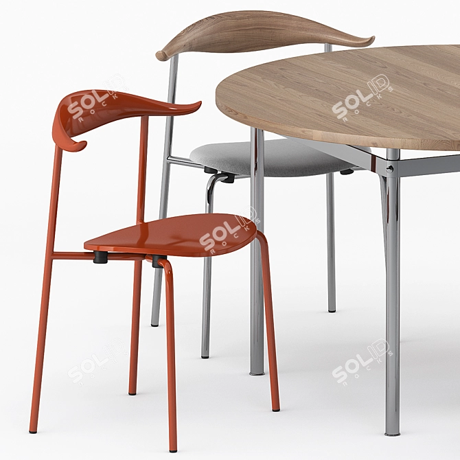 CH388 DINING TABLE, CH88P Chair by Carl Hansen 3D model image 2