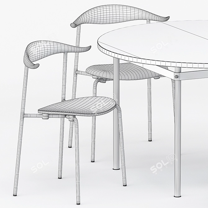 CH388 DINING TABLE, CH88P Chair by Carl Hansen 3D model image 4