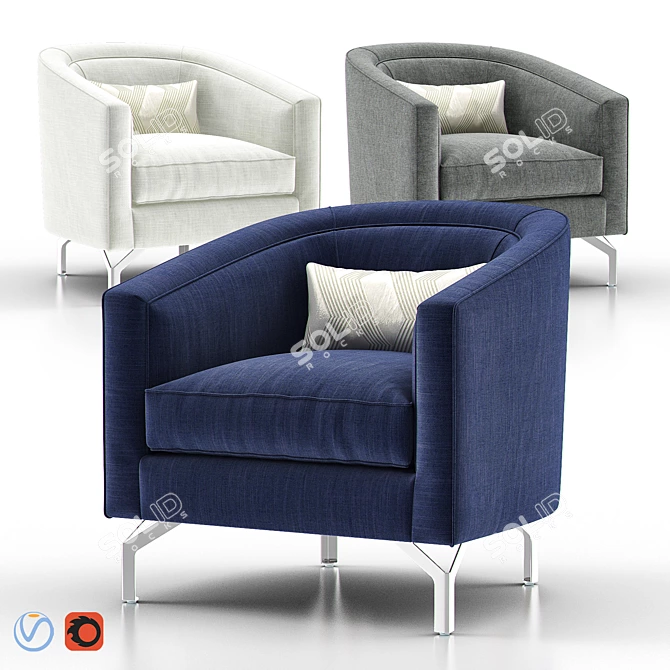 Elegant Annette Cabriole Armchair 3D model image 1