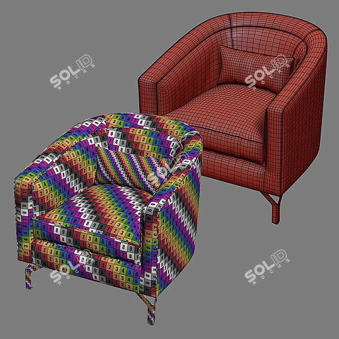 Elegant Annette Cabriole Armchair 3D model image 5