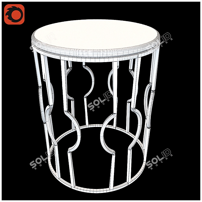 Elegant Marble and Brass Round Tables 3D model image 3