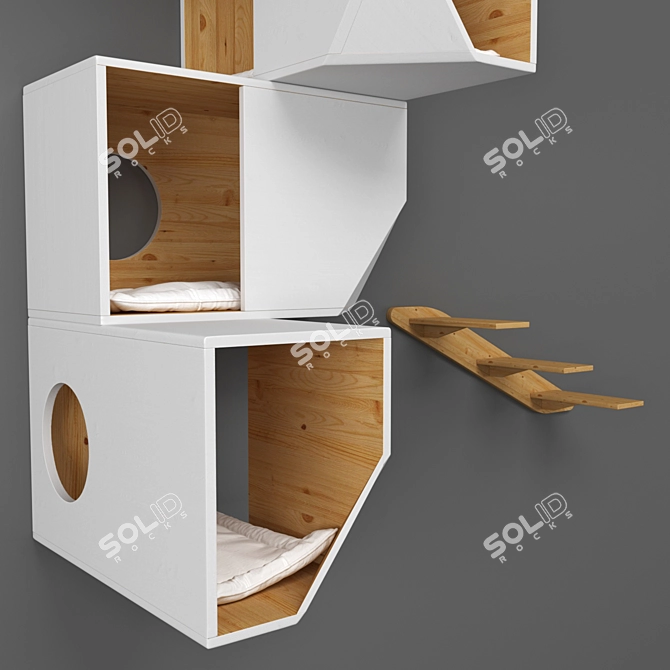 Sleek White Cat Condo 3D model image 3