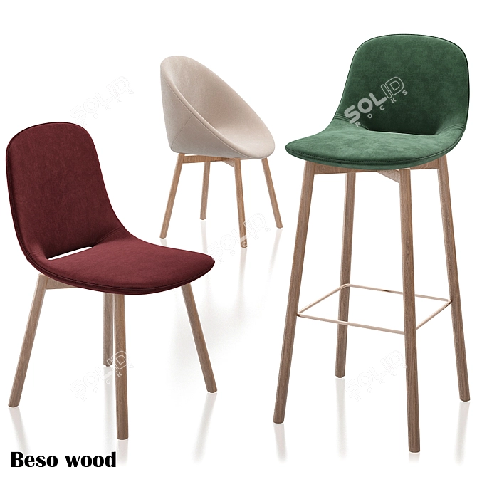 Modern Beso Wood Chairs 3D model image 1