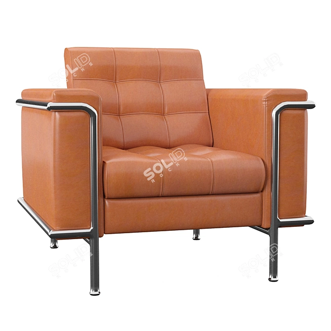 Modern Leather Lounge Chair 3D model image 2