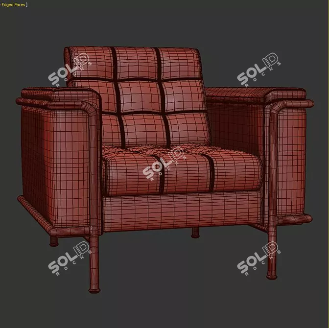 Modern Leather Lounge Chair 3D model image 3