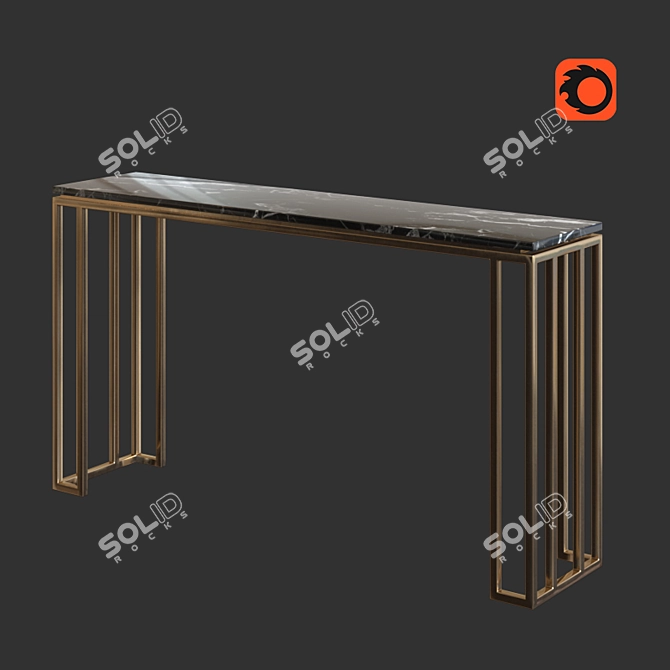 Elegant Marble and Aluminum Console 3D model image 1