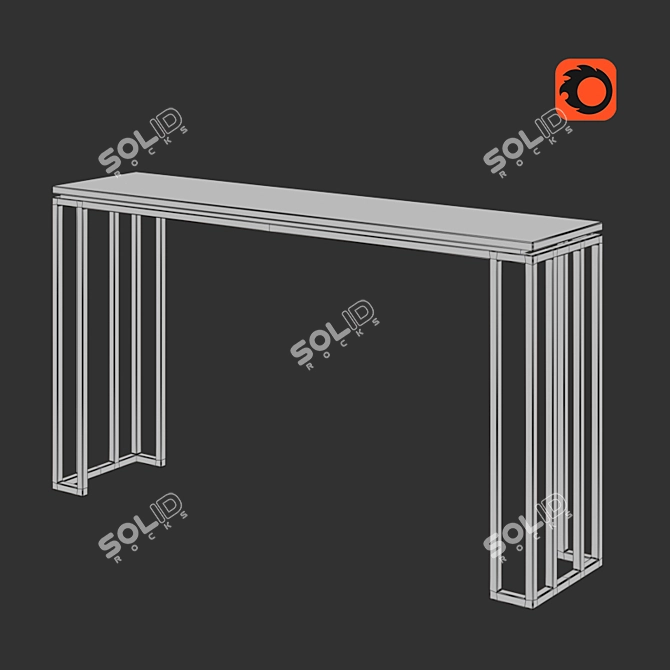 Elegant Marble and Aluminum Console 3D model image 2