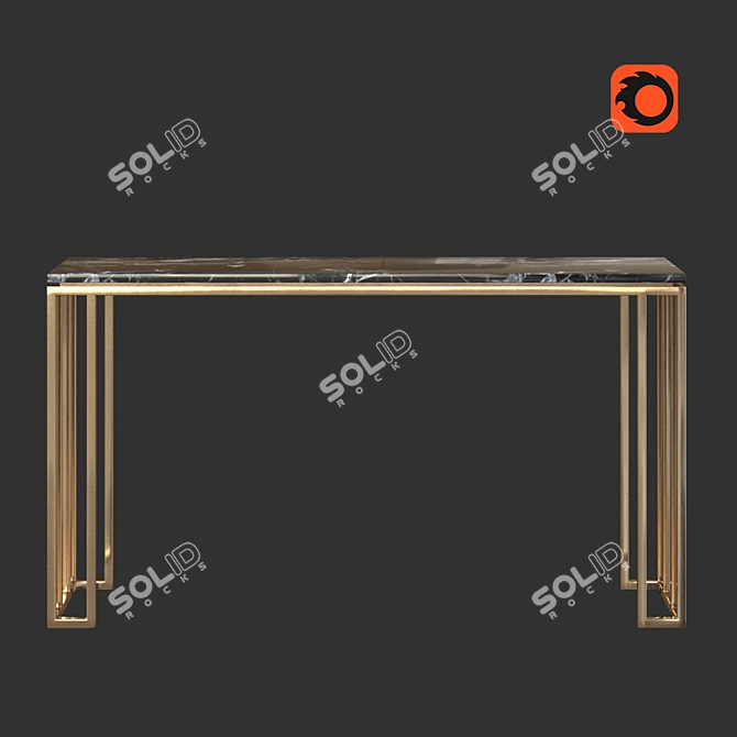 Elegant Marble and Aluminum Console 3D model image 3